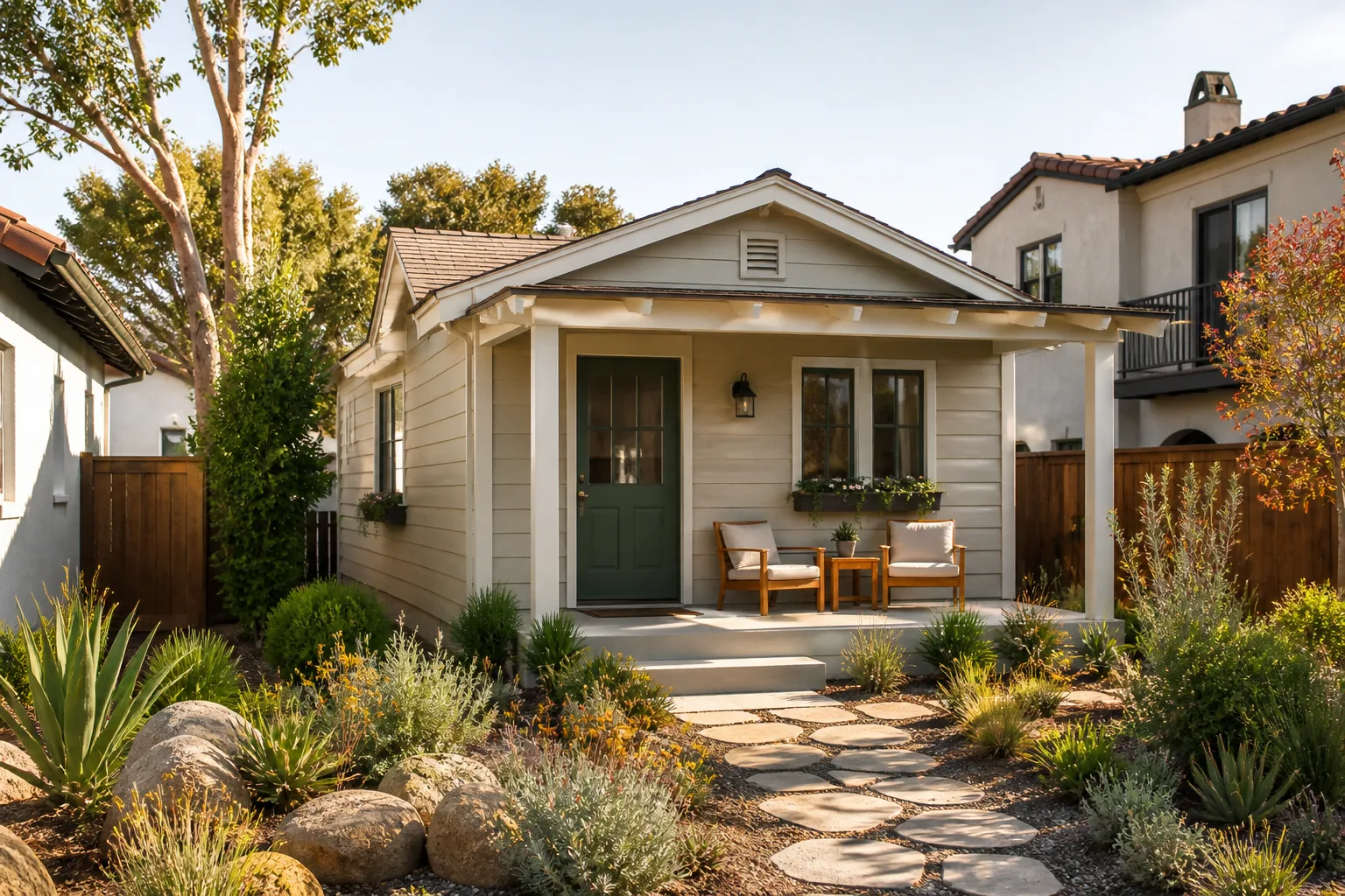 A new cottage-style ADU with a front porch